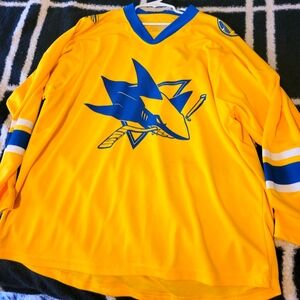 Yellow Warriors Hockey Jersey with Blue Shark Logo